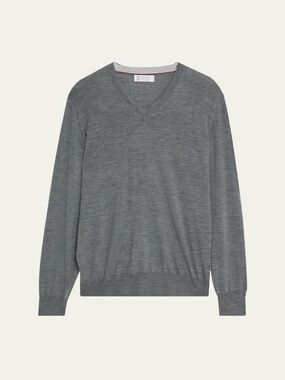 BRUNELLO CUCINELLI Men's Fine Gauge Wool and Cashmere V-Neck Sweater size 54